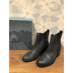 TOMS Womens Esme Black Leather Ankle Boots Size 6 New Other Block Heel